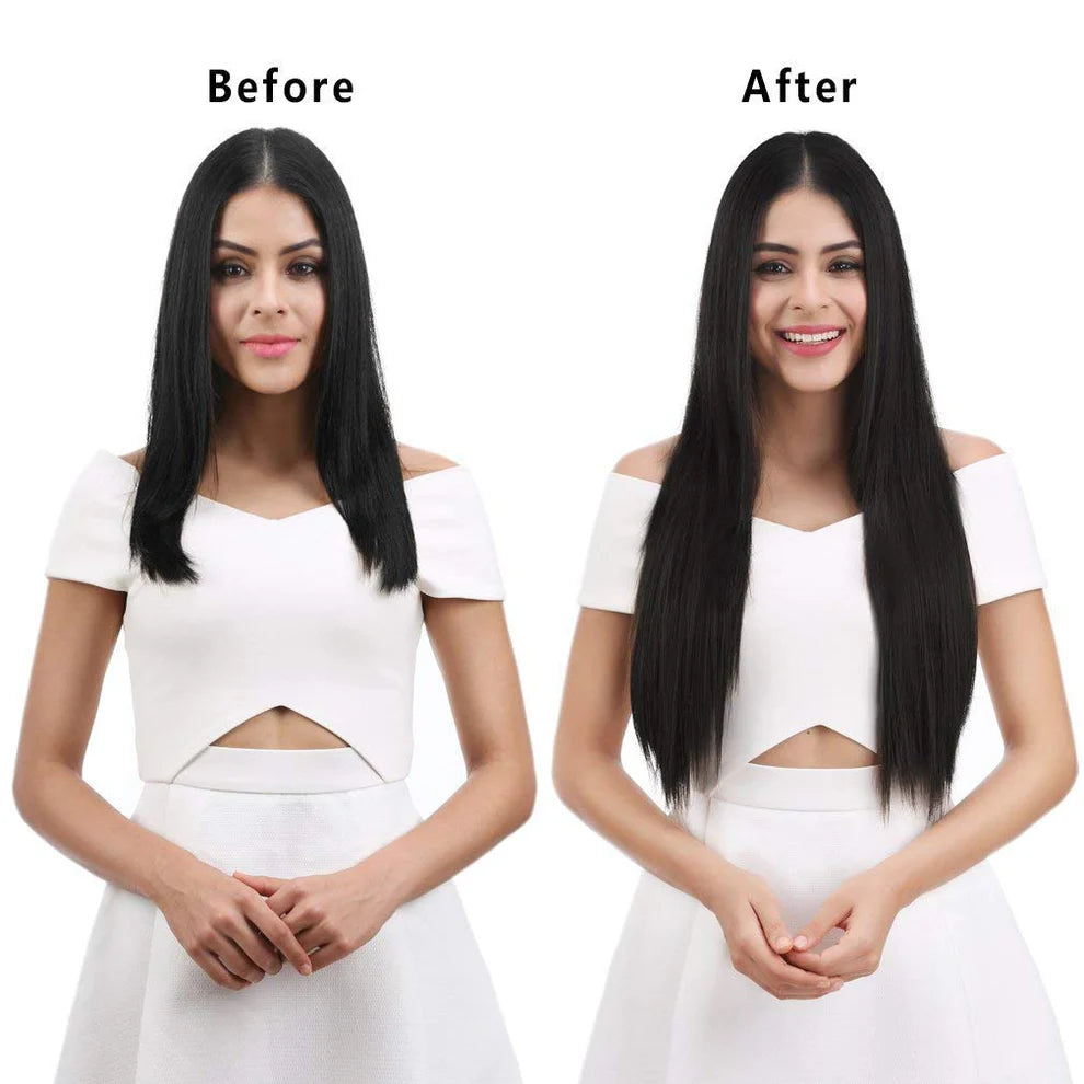 24 Inches" Clip In Hair Extensions + FREE Hair Bun (Juda) Extension